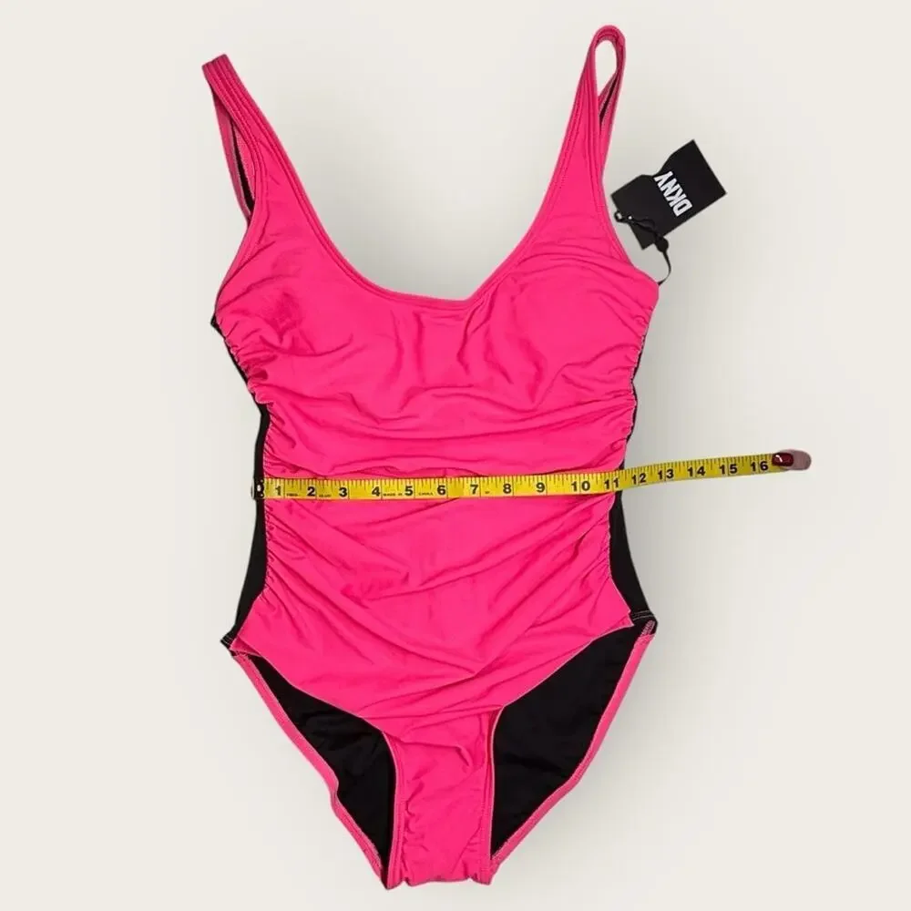 NWT | DKNY |  One-Piece Swimsuit | Hot Pink/Black | Size 6 - Picture 6 of 16